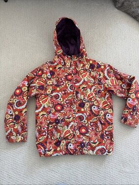 Burton Kids Patterned Hooded Jacket - Red Multi